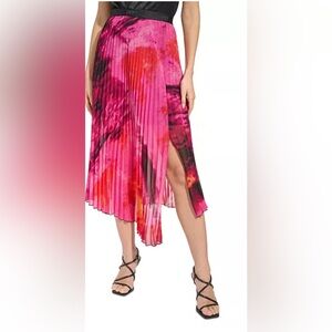 Printed pink midi skirt